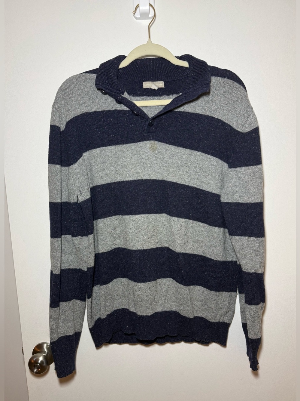 Grayson & Dunn Men's Gray Striped Wool Blend Pullover Fall Sweater Size XL